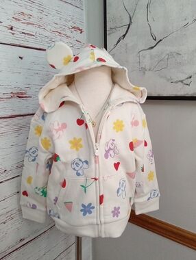 Baby Gap Disney Minnie Mouse Girls Fleece Zip Hoodie Size 4 Years NWT